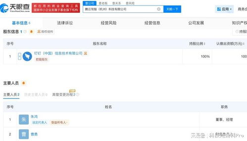釘釘全資成立杭州騰云駕智科技公司，業(yè)務(wù)聚焦信息系統(tǒng)集成與智能化服務(wù)